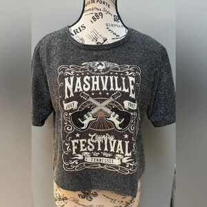 Originality Glitter Vintage Nashville country music festival crop shirt. Size SM